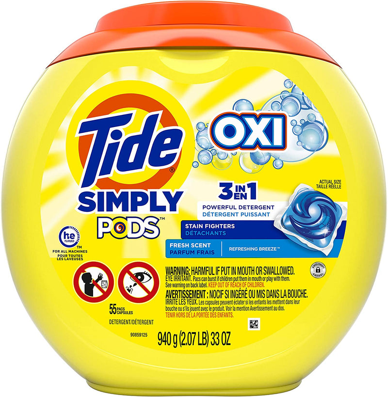 2 Pack Tide Simply Pods +oxi Liquid Laundry Detergent Pacs Capsules, 55 Count Via Amazon