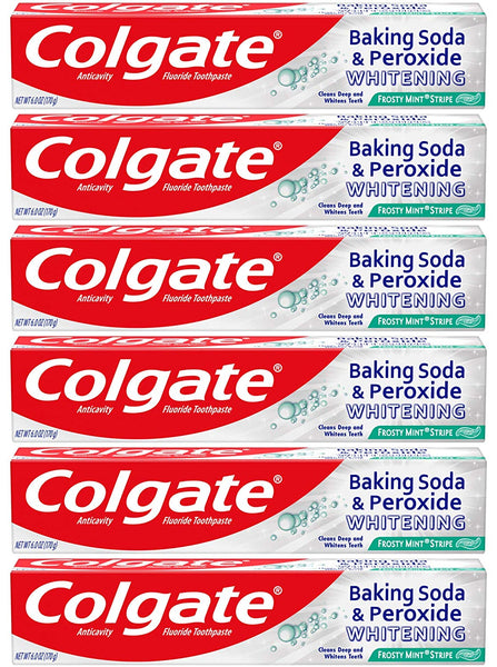 6 Pack Colgate Baking Soda and Peroxide Whitening Toothpaste Via Amazon