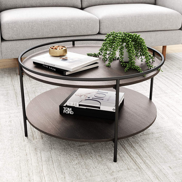Nathan James Paloma Round 2-Tier Minimalist Style Coffee Table Via Amazon