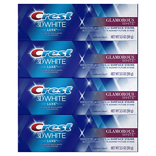 4-Pack Crest 3D White Luxe Toothpaste, 3.5 oz Via Amazon