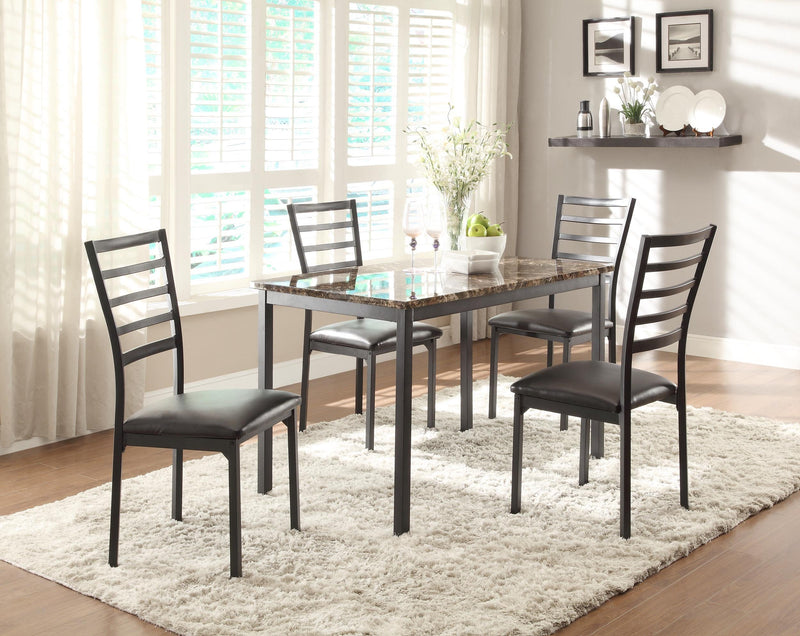 Homelegance 5-Piece Metal Dinette Set, Laminated Faux Marble Top