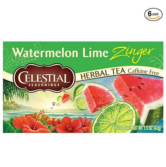 6-Pk Celestial Seasonings Herbal Tea, Watermelon Lime Zinger, 20 Tea Bags Via Amazon