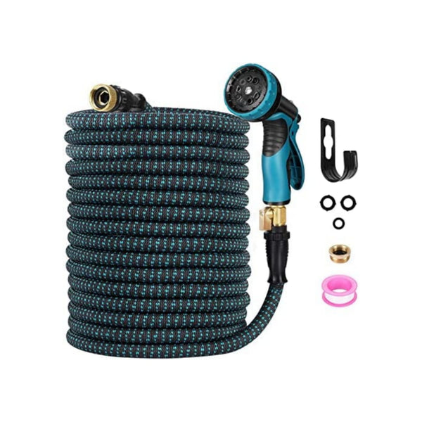 100 ft Expandable Water Hose with 9 Function Nozzle Via Amazon