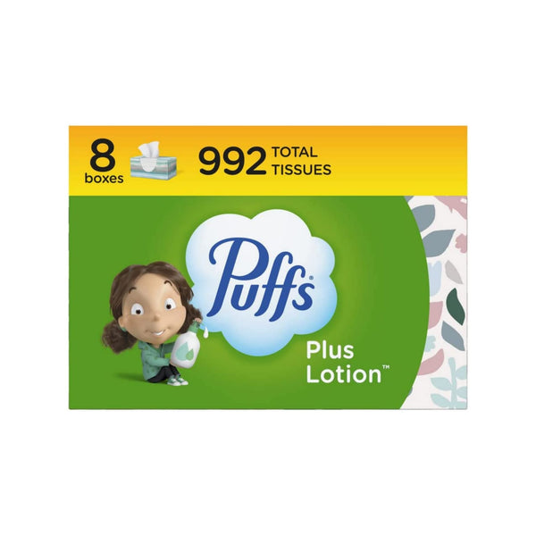 8 Family Boxes Of Puffs Plus Lotion Facial Tissues