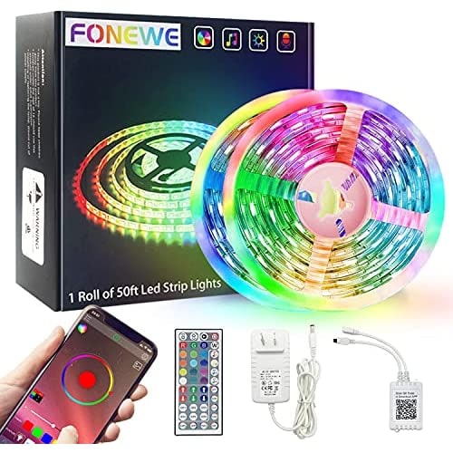 FONEWE 50 feet RGB Color Changing LED Strip Lights via Amazon