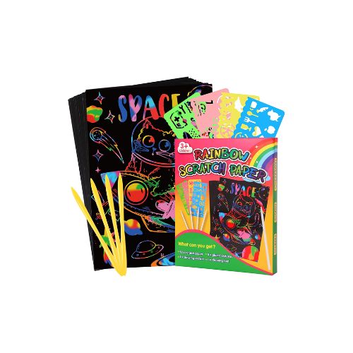 50 Pcs Black Scratch Off Art Paper With 4 Stencils Via Amazon