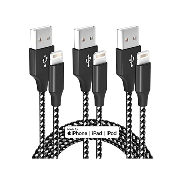 3-Pack 10ft Mfi Certified Lightning Cable Via Amazon