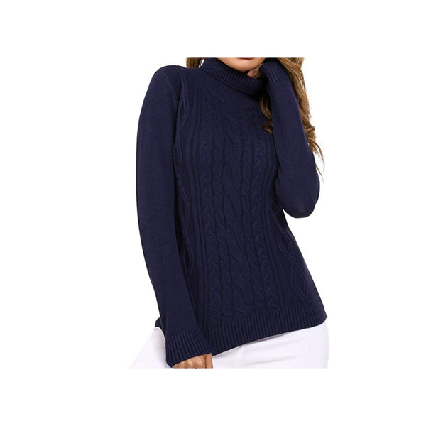 Women's Turtleneck Ribbed Cable Knit Pullover Sweater (3 Colors) Via Amazon