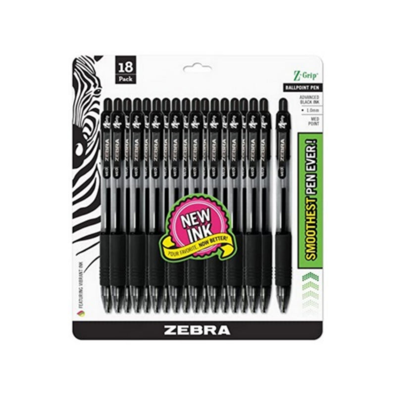 18-Pack Zebra Pen Z-Grip Retractable Ballpoint Pen Via Amazon