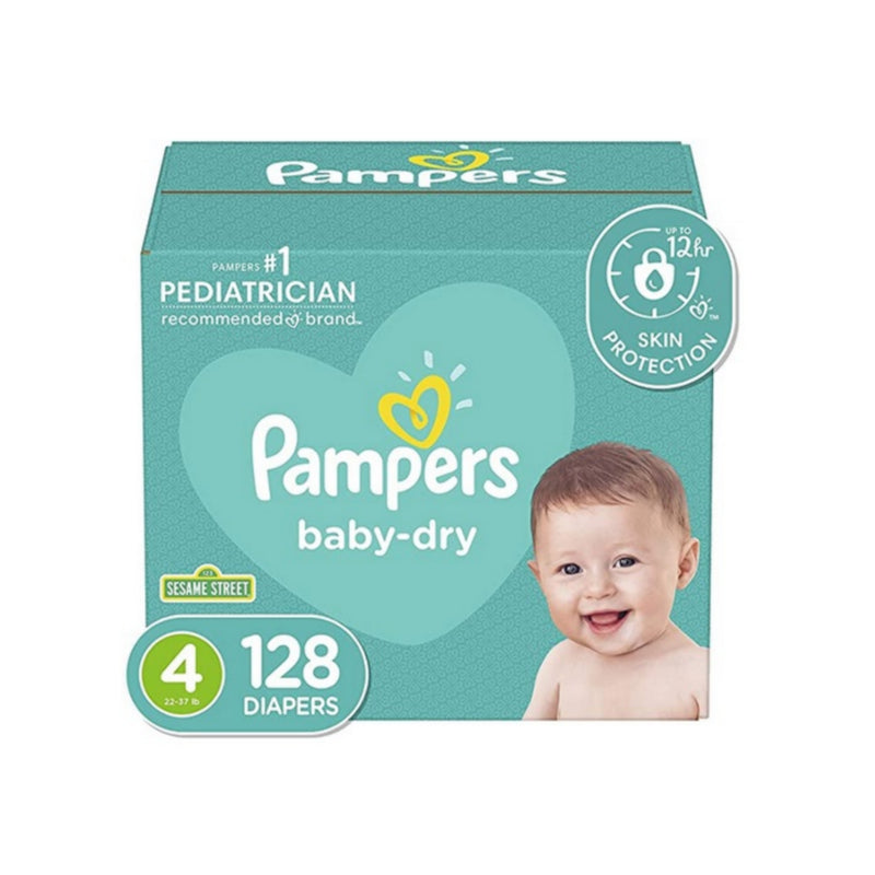 Pampers Baby Dry Size 4 Giant Pack Disposable Diapers, 128 Count Via Amazon