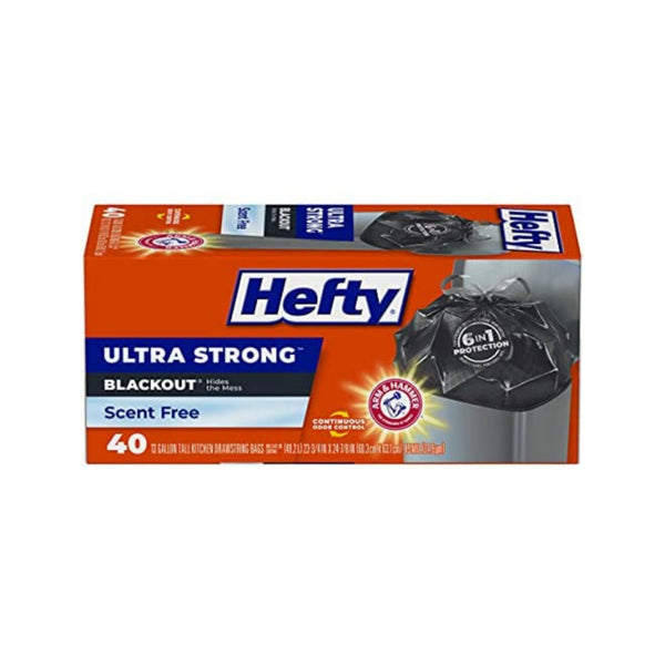 40 Count
Hefty Ultra Strong Tall Kitchen Trash Bags,13 Gallon Via Amazon 