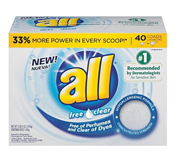 40 Loads all Powder Laundry Detergent, Free Clear for Sensitive Skin Via Amazon