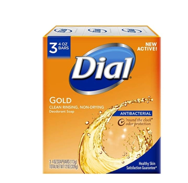 3 Count Dial Antibacterial Deodorant Soap, Gold Via Amazon