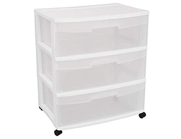 Wide 3 Drawer Cart, White Frame with Clear Drawers and Black Casters, 1-Pack Via Amazon ONLY $18.98 Shipped! (Reg $37.99)