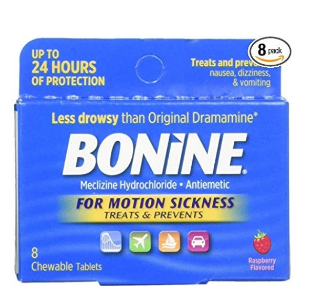 8 Pack Bonine for Motion Sickness Chewable Tablets, Raspberry Flavored Via Amazon ONLY $2.97 Shipped! (Reg $17.37)
