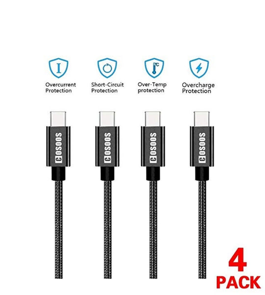 4-Pack Cosoos Nylon Braided Fast Charging Syncing USB Type C Cables Via Amazon