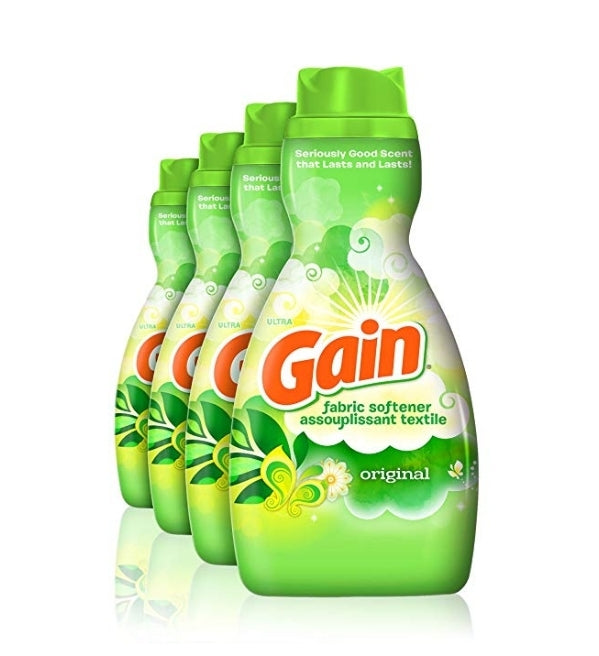 4-Pack Gain Original Liquid Fabric Softener (41 fl oz) Via Amazon