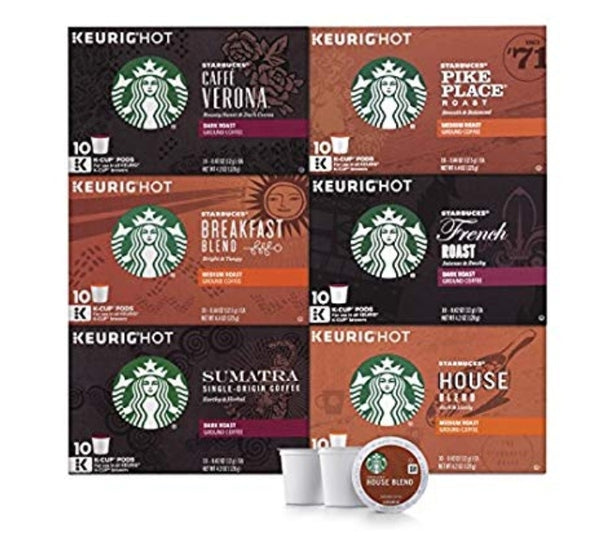 Starbucks Black Coffee K-Cup Variety Pack for Keurig Brewers, 60 Count Via Amazon