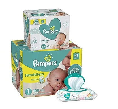 198 Count Pampers Swaddlers Disposable Baby Diapers & Wipes Via Amazon
