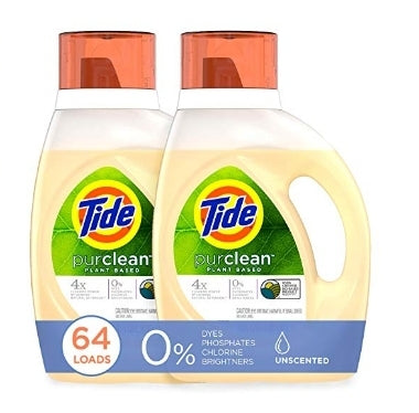 Pack of 2 Tide Purclean Plant-Based Laundry Detergent Liquid
