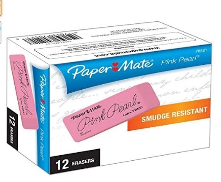 12-Pack Paper Mate Pink Pearl Erasers Large Via Amazon