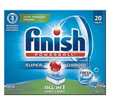 20 Count Finish All in 1 Powerball Fresh Dishwasher Detergent Via Amazon