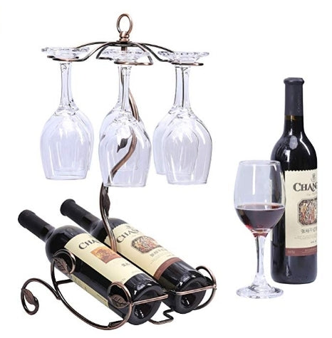 Glasses and Wine Bottles Holder Via Amazon