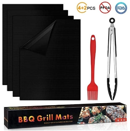 Set of 4 Non Stick BBQ Grilling Mat Via Amazon