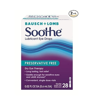 2-Pack of 28-Count Bausch & Lomb Soothe Lubricant Eye Drops Via Amazon