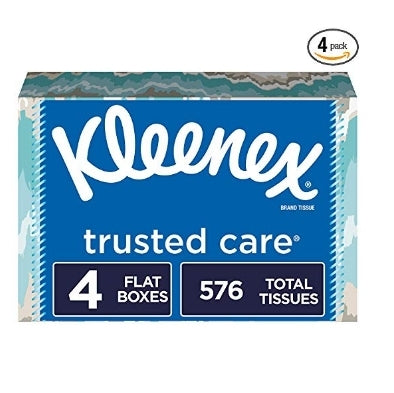 4 Flat Boxes Kleenex Trusted Care Facial Tissues Via Amazon
