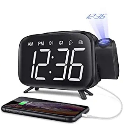 Projection Alarm Clock Large Digital Light and LED Display Via Amazon
