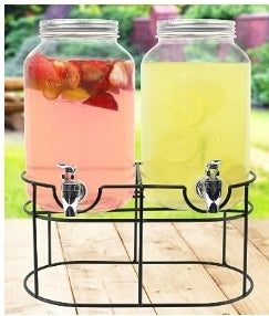 1 gallon Glass Mason Jar Double Beverage Drink Dispenser Via Amazon