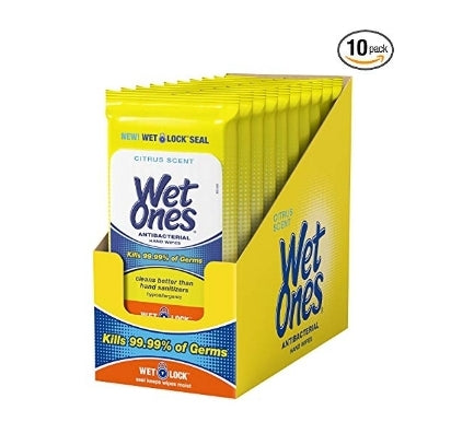 Wet Ones Citrus Antibacterial Hand Wipes, 20 Count (Pack Of 10) Via Amazon