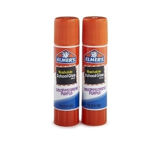 2-Pack Elmer's Disappearing Purple School Glue Sticks 0.21 oz Via Amazon