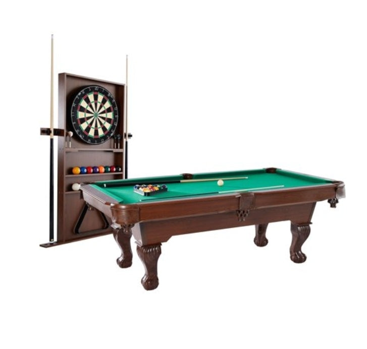 Barrington 90" Billiard Pool Table with Cue Rack and Dartboard Set Via Walmart