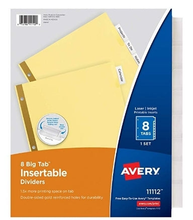 Avery 8-Tab Binder Dividers Via Amazon