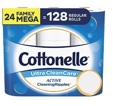 Cottonelle Ultra CleanCare Toilet Paper, 24 Family Mega Rolls Via Amazon