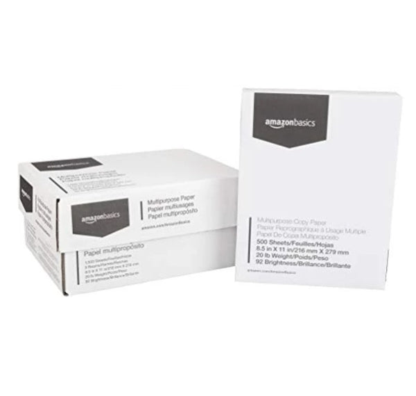 AmazonBasics Copy Printer Paper - White, 8.5 x 11 Inches, (1,500 Sheets) Via Amazon
