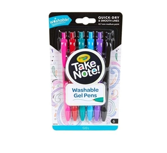 Crayola Take Note Washable Gel Pens, 6 Count Via Amazon