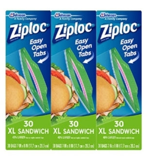 Ziploc Sandwich Bags, XL, 3 Pack Via Amazon