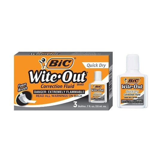 BIC Wite-Out Quick Dry Correction Fluid - 3 Pack Via Amazon