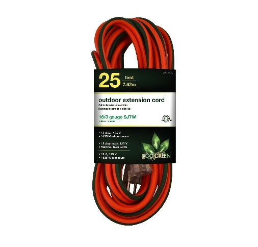 GoGreen Power GG-13725 - 16/3 25' SJTW Outdoor Extension Cord - Lighted End