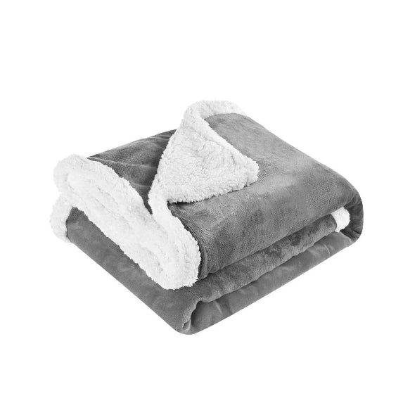 Sherpa Flannel Fleece Reversible Blanket  Via Amazon