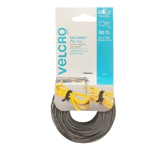 VELCRO 50 Thin Ties, Perfect for Fastening Wires & Organizing Cords Via Amazon