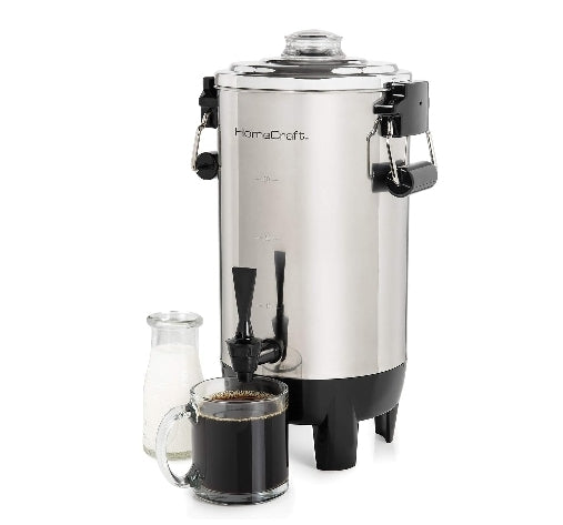 HomeCraft CU30SS Quick-Brewing 1000-Watt Automatic Coffee Urn, 30-Cup Via Amazon