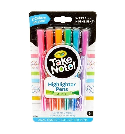 6 Count Crayola Take Note Dual Tip Highlighter Pens Via Amazon