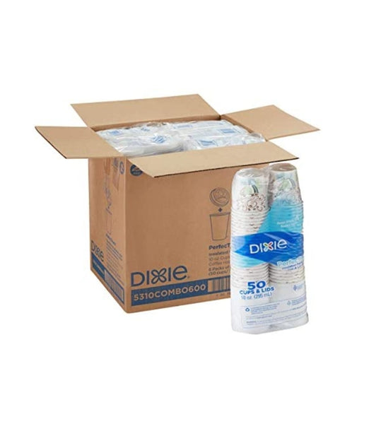 300-Count Dixie PerfecTouch 10 oz. Hot Coffee Cup & Lid Set Via Amazon
