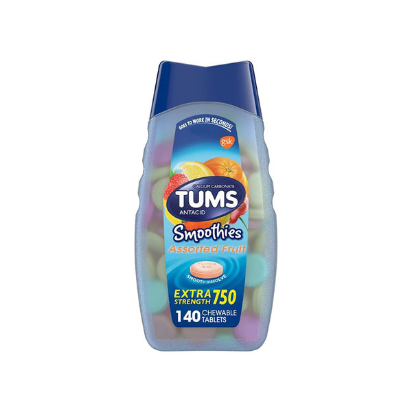 Get 2 Packs Of TUMS Smoothies Extra Strength Antacid Chewable Tablets for Heartburn Relief