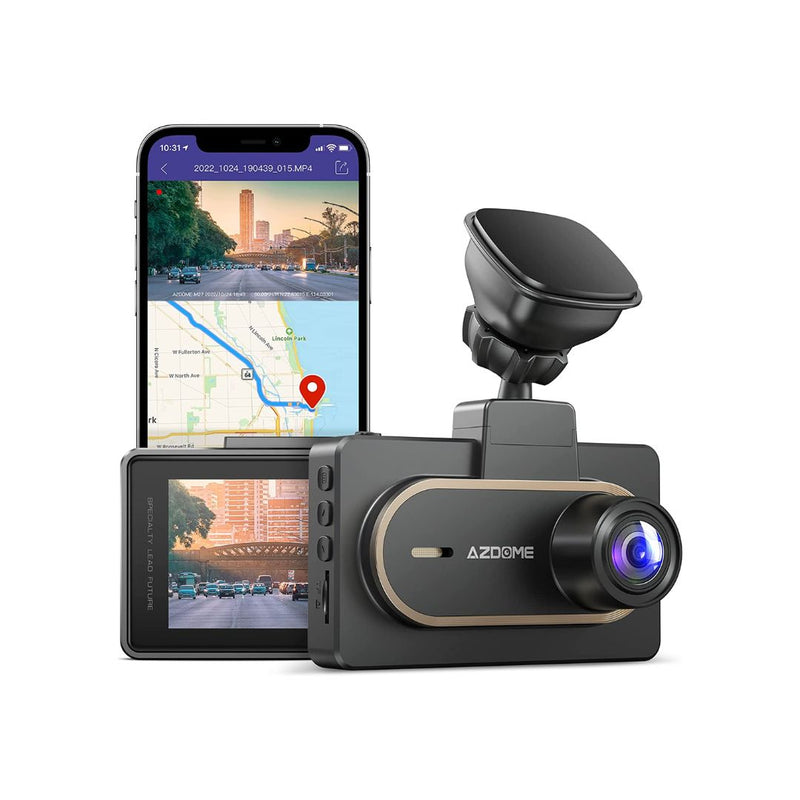 AZDOME 2K Dash Cam, Built in WiFi & GPS