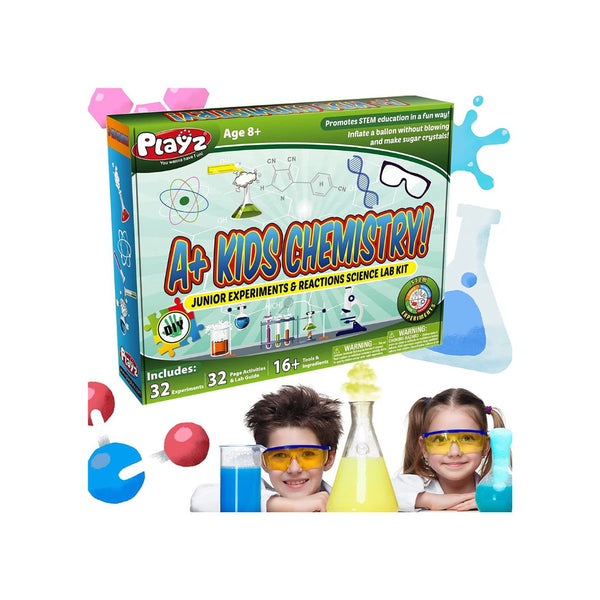 Playz A+ Kids Chemistry Set – Stem Activities & Science Kits with 32+ Experiments & 27+ Tools